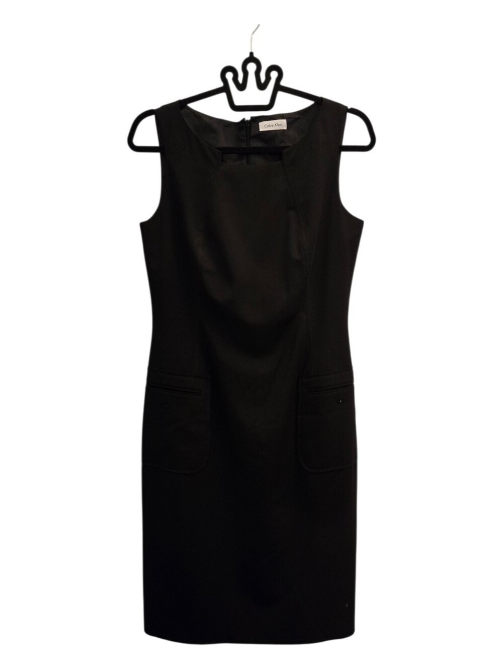 Calvin Klein Black Midi Sheath Dress Sz 8